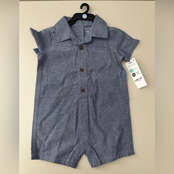 Carters Chambray Baby Boy Polo Romper - Picture 1 of 5